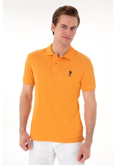U.S. Polo Assn. Erkek Slim Fit Polo Yaka Turuncu Basic Tişört 50298041-VR051