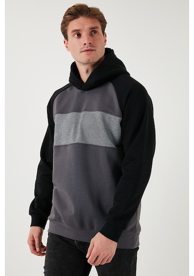 Buratti Pamuklu Regular Fit Renk Bloklu Kapüşonlu Erkek Sweat 5905771 Siyah