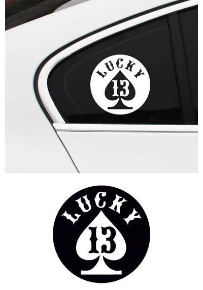 Lucky 13 Sticker, Oto Sticker, Motor Sticker 20x20 Cm