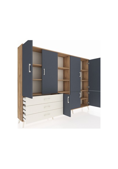 Arges Dolap 11 Raflı 3 Çekmeceli 7 Kapaklı 220x30x163 Çam-antrasi Çam-antrasit/aytaşı Arges Dolap 11 Raflı 3 Çekmeceli 7 Kapaklı 220x30x163 Çam-antrasi Çam-antrasit/aytaşı
