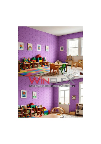 Winflex 12'li Altıgen Akustik Kumaş Panel 17x20 Cm Lila