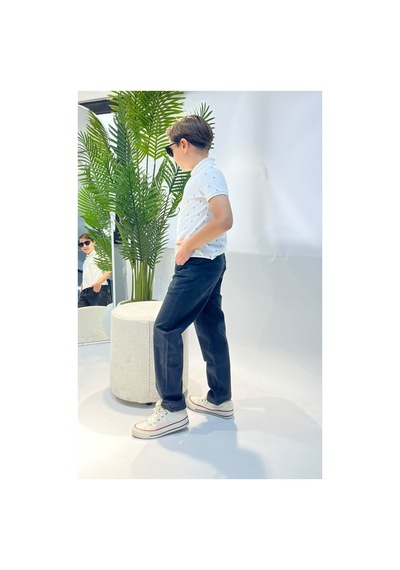 Genel Markalar Çocuk Denim Pantolon Relaxed Kalıp Jean Pantolon Siyah Siyah