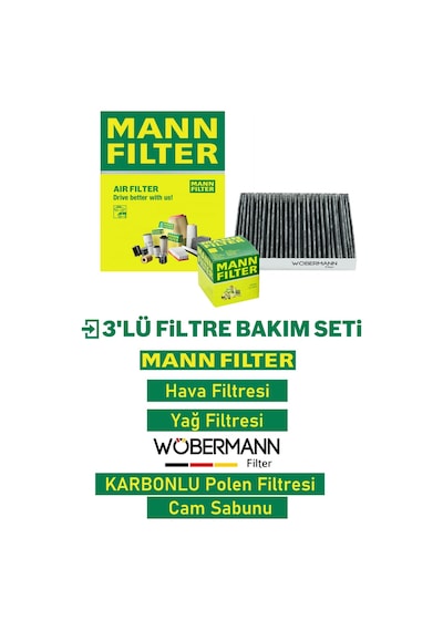 Wöbermann+mann Bmw 3.20 D Filtre Bakım Seti E90 2006-2012 3k