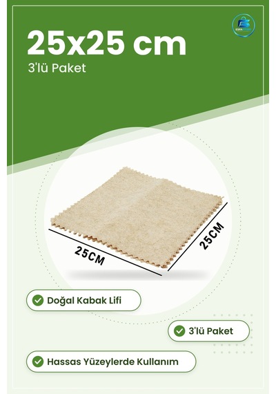 Temizlik Bezi Doğal Kabak Lifi 25x25 Cm 3'lü Çok Amaçlı Mutfak Ba Çok Renkli