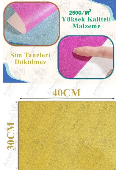 Mor Simli Karton A3 30x40 Cm 10 Lu 1 Paket Simli Fon Kartonu Parıltılı Kağıt Anasınıfı Kreş Etkinlik Proje Mor