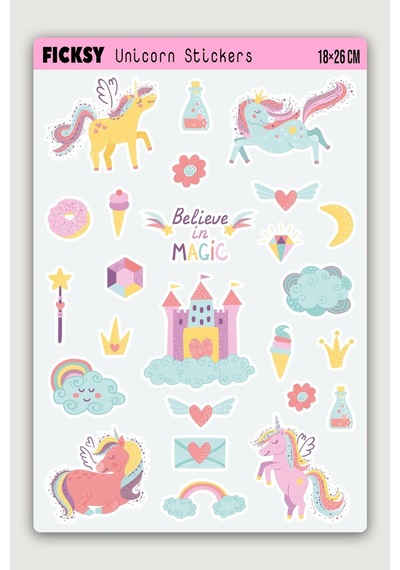 Unicorn Tek Boynuzlu At Sticker Seti - 25 Adet Etiket Çıkartma Diğer