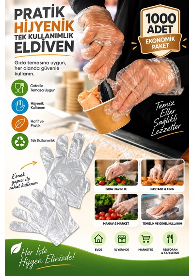 Kullan At Şeffaf Eldiven 1000 Adet