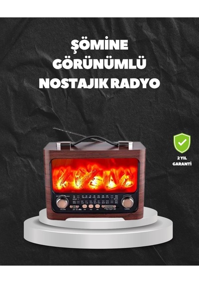 Mey İthalat Solar Şarjlı Şömine Işıklı Bluetooth Hoparlör Radyo, Usb, Tf Kart Destekli