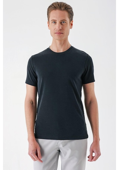 Efor Slim Fit Bisiklet Yaka Pamuklu Siyah Tişört Ts 880 Siyah