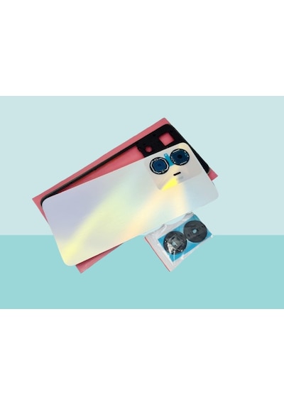 Tkgz - Oppo Realme C55 Full Kasa Arka Kapak Batarya Kapağı - Beyaz Çok Renkli
