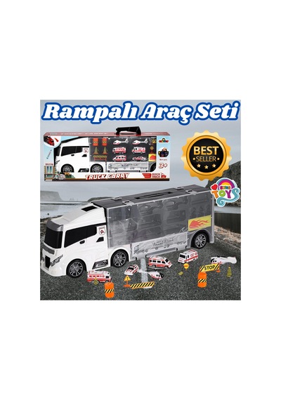 Rampalı Ambulans Tır Seti - Ambulans Taşıyıcı Tır - Kaydıraklı Kamyon - Araç Yol Seti - Tır Yol Seti