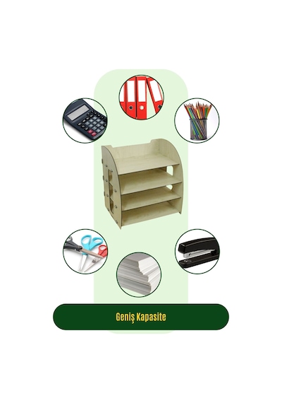 Masa Düzenleyici Organizer Evrak Rafı Masaüstü Organizer Model 6 - Açık Meşe
