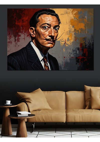 Sürrealist Ressam Salvador Dali Portresi Dekoratif Kanvas - Mdf Ahşap Tablo
