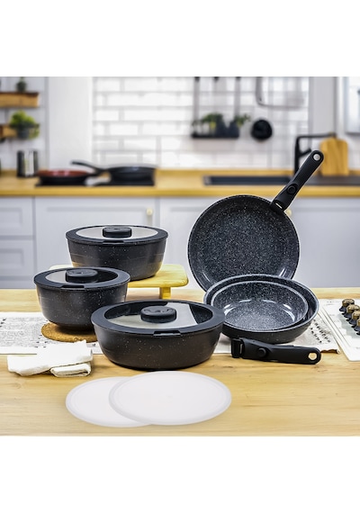 Thermoad Pratica Serisi 12 Parça Tencere Ve Tava Set Gri Gri