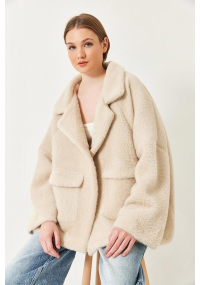 Shade Kadın Çift Cepli Oversize Peluş Mont 1611 60261097 - Bej