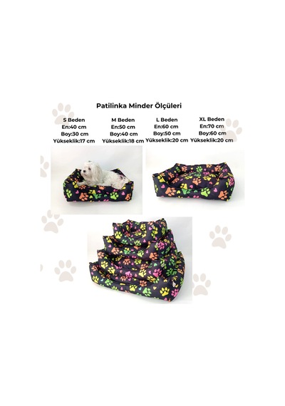 Patilinka Kedi Köpek Minderi Siyah Pati Desenli Yumuşak Minder Yatak S