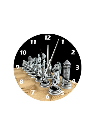 Ti-play Satranç Taşları 30x30cm Akrilik Dekoratif Modern Duvar Saati ÇOk Renkli