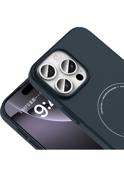 Maks Technology iPhone Uyumlu 16 Pro Max Kılıf M-safe Şarj Özellikli Kamera Korumalı Mkst Elio Sert Pc Kapak - Lacivert