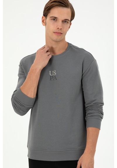 U.S. Polo Assn. Erkek Comfort Fit Bisiklet Yaka Gri Basic Sweatshirt 50293420-VR024
