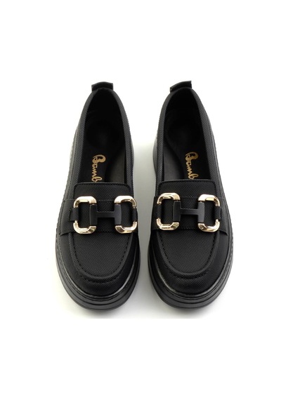 Bambi Siyah Kadın Loafer Ayakkabı K01536194509 Siyah