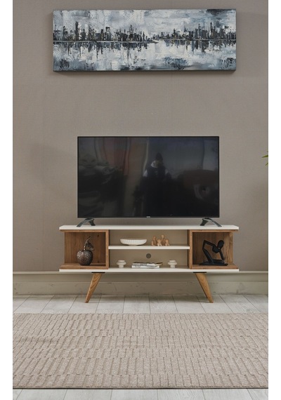 Ahşap Tv Sehpası 150x35x58 Cm Kapaksız 1 Orta Raflı Atlantik Çam