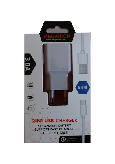 Megatech CC01 5V-3.0 Ev Şarj+ Micro Kablo Hızlı Şarj