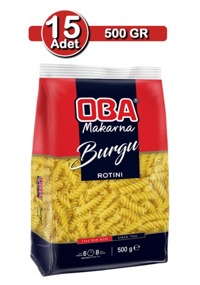 Oba Burgu Makarna 500 G X 15 Adet Aile Boyu Stok Paketi