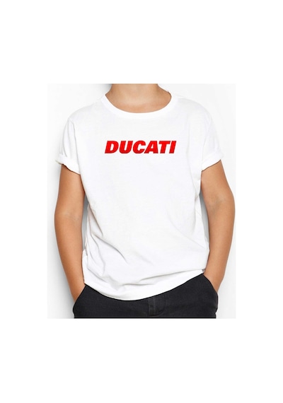 Zepplin Giyim Ducati Red Logo Beyaz Çocuk Tişört Beyaz