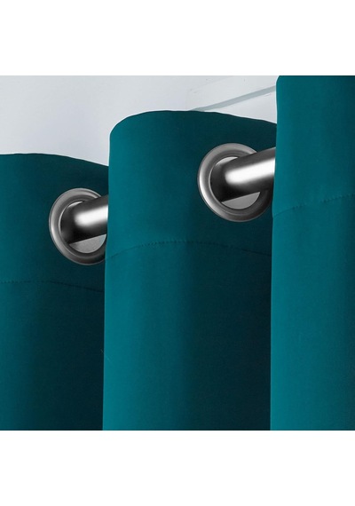 Curtains Saten Gt Fitilli Dokuma Oda Karartma Halkası Üst Perde Paneli Çifti, 52x96, Safir Deniz Mavisi, 2 Adet