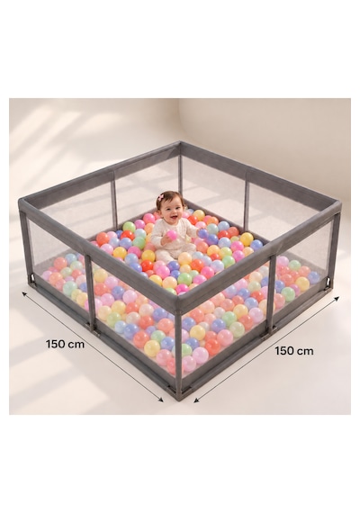 Avocado Güvenli Çocuk Ve Bebek Oyun Alanı 150x150 Oyun Pedi Topları Oyun Parkı