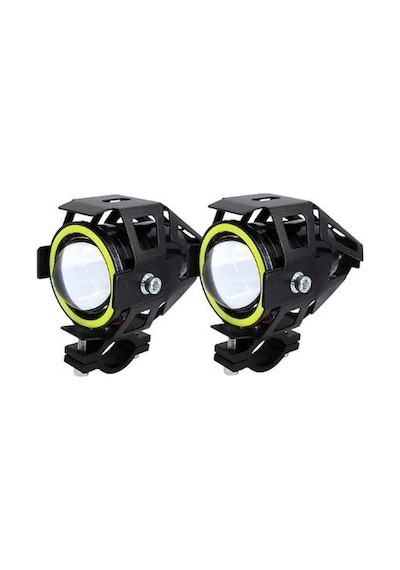 U7 Motosiklet Sis Far Led Mercekli Angel Led 2 Adet 3 Modlu