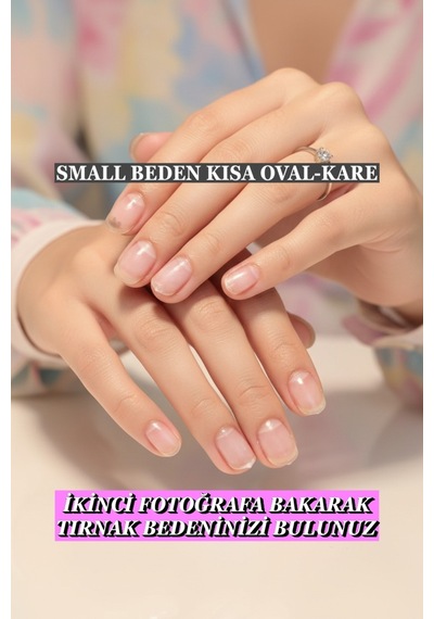 100 Adet Jel Tips Small Beden Kısa Oval Kare Protez Takma Tırnak Seti Small