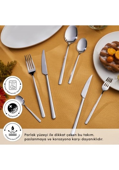 Boreas Platin 12 Kişilik 84 Parça Çatal Kaşık Bıçak Takımı Diğer
