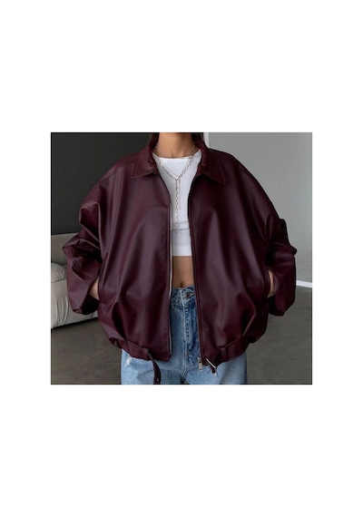 Karabulut Kadın Oversize Deri Ceket Oversize Fermuarlı Kemer Detaylı Günlük Kadın Ceket Bordo Bordo&burgundy Bordo&Burgundy Karabulut Kadın Oversize Deri Ceket Oversize Fermuarlı Kemer Detaylı Günlük Kadın Ceket Bordo Bordo&burgundy Bordo&Burgundy