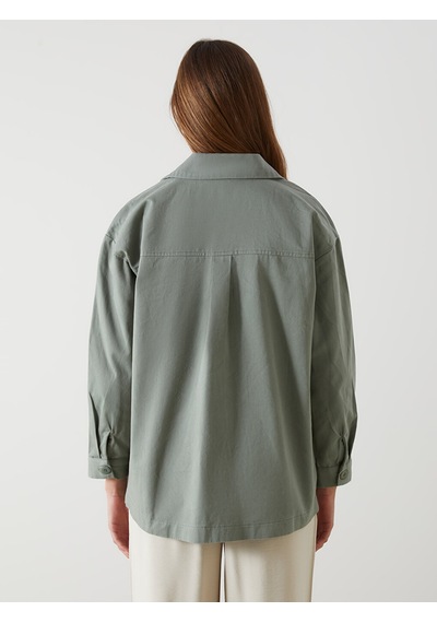Lcw Modest Yeşil Oversize Kadın Gömlek Tunik