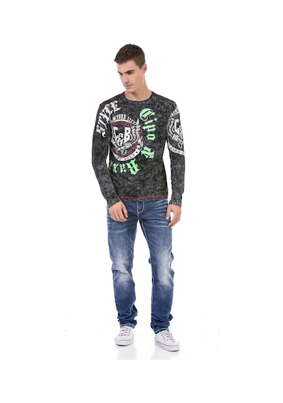 Cipo & Baxx CL476 Neon Desenli Sweatshirt Siyah