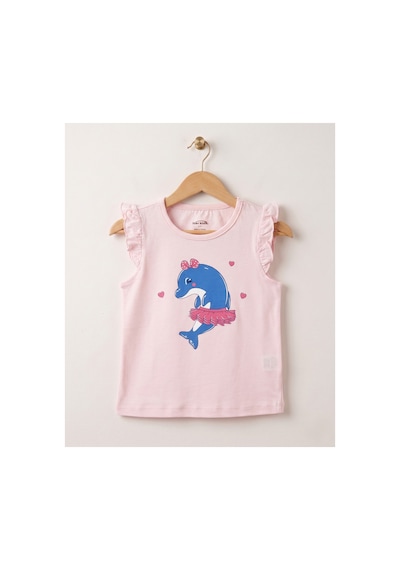 Fuar Baby Kız Çocuk %100 Pamuklu Bisiklet Yaka Fırfır Kollu Tişört 2-6 Yaş Pembe Balık Desenli Fuar Baby Kız Çocuk %100 Pamuklu Bisiklet Yaka Fırfır Kollu Tişört 2-6 Yaş Pembe Balık Desenli