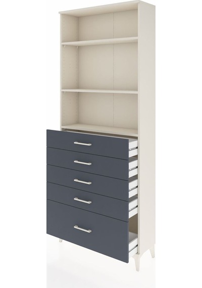Arges Dolap 3 Raflı 5 Çekmeceli 88x30x221 Aytaşı-antrasit Aytaşı