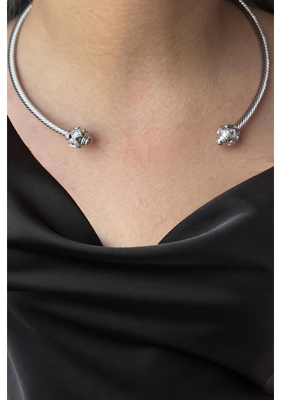 Caş Dekorasyon Silver Renkli Metal Choker Kolye Gümüş