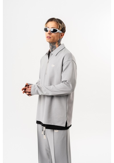 Respire Erkek Yarım Fermuarlı Modal Sweatshirt Gri
