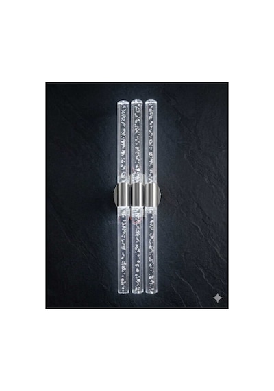 Bubbleflux Trio Large 51 Cm Modern Tasarım Led Aplik - Duvar Lambası - Gümüş - Pilli - Beyaz Led Gümüş Pilli Trio