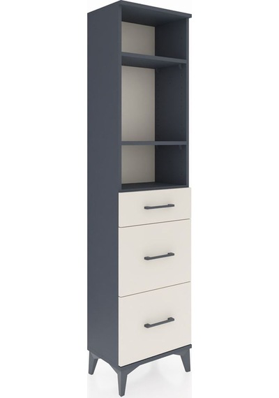 Arges Dolap 3 Raflı 3 Çekmeceli 44x30x182 Antrasit-aytaşı Antrasit