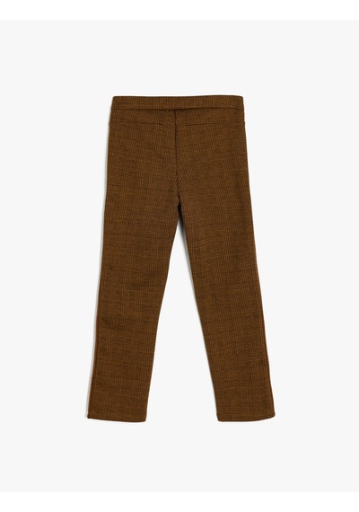 Koton Desenli Cep Detaylı Slim Fit Tayt Kahverengi Ekose 5wkg40256ak Kahverengi