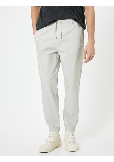 Koton Jogger Pantolon Slim Fit Beli Bağcıklı Cep Detaylı Taş 4sam40087hw Taş