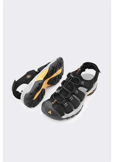 Derinet Comfort Taban Erkek Sandalet Siyah Turuncu Siyah Turuncu