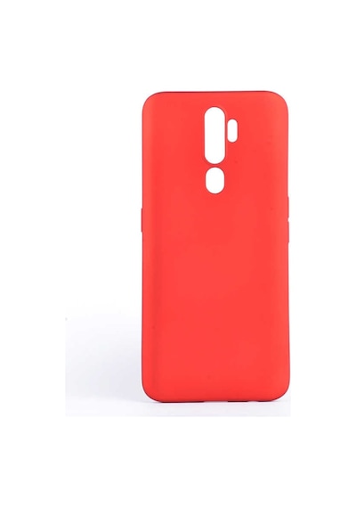 Noktaks - Oppo A5 2020 Uyumlu - Kılıf Mat Soft Esnek Premier Silikon Kapak - T10356 - Kırmızı Kırmızı