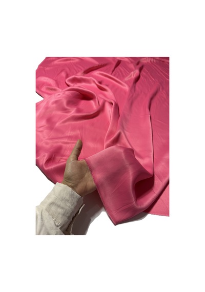 İpek Floş Saten Kumaş Parlak Dökümlü Polyestersiz Elbiselik 130 Cm En 3000 -13 Şeker Pembe