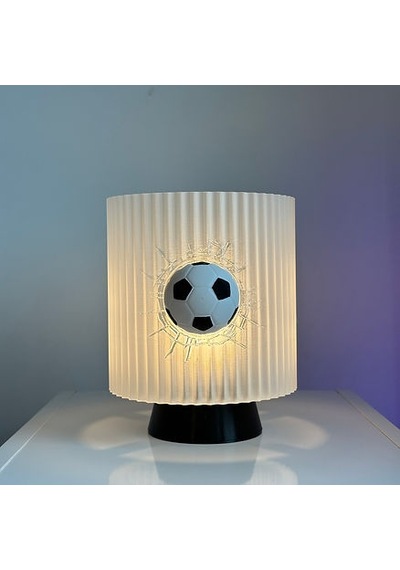 Gece Lambası - Futbol Topu Tasarımı, Genç Odası, Dekoratif, Şık, İdeal Hediye Çok Rekli - Beyaz