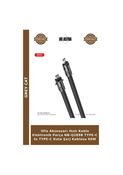 Ofis Aksesuarı Hızlı Kablo Elektronik Parça Nb-q289b Type-c To Type-c Data Şarj Kablosu 60w