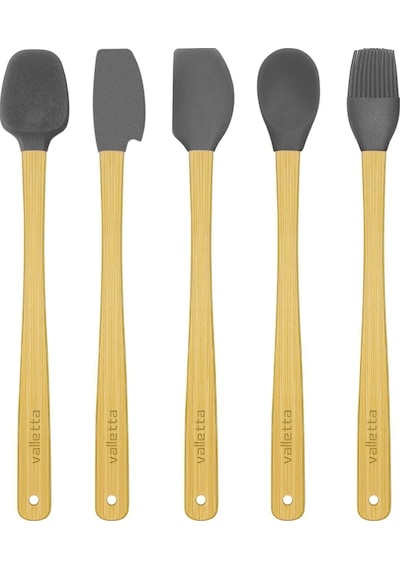 Valletta Indigo 5'li Gri Bambu Silikon Spatula Seti Uzun 26 Cm
